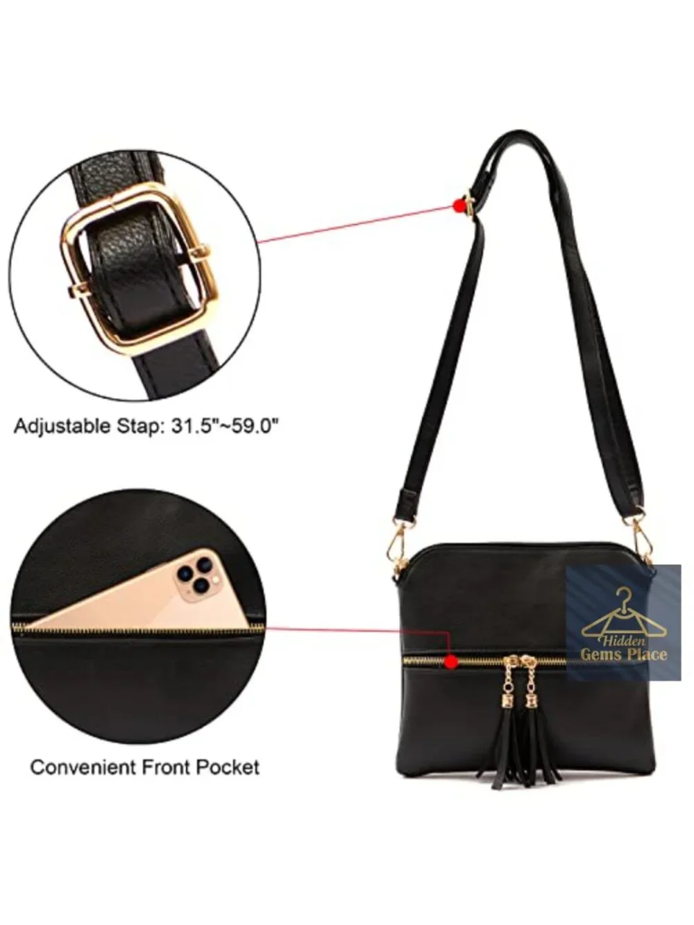 Slouchy Hobo Handbag Set 3pcs Crossbody/Shoulder Bag Vegan Leather